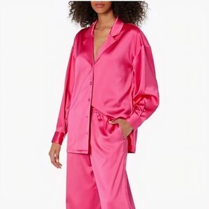 Porsha Williams x The Drop Women's Hot Pink Notch Collar Shirt Size M NWT